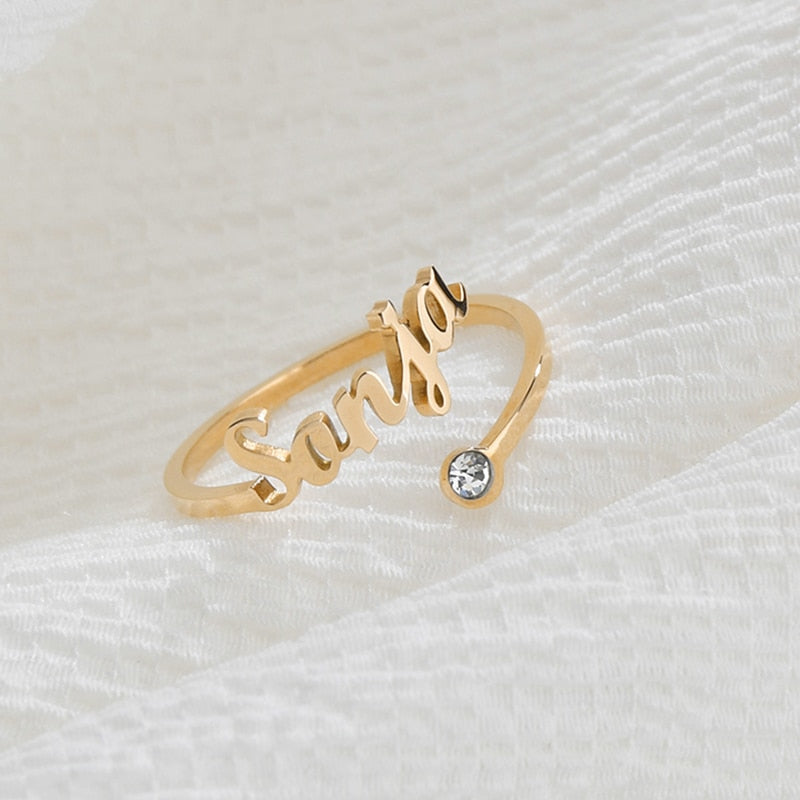 BIRTHSTONE NAME RING