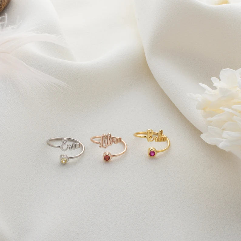BIRTHSTONE NAME RING