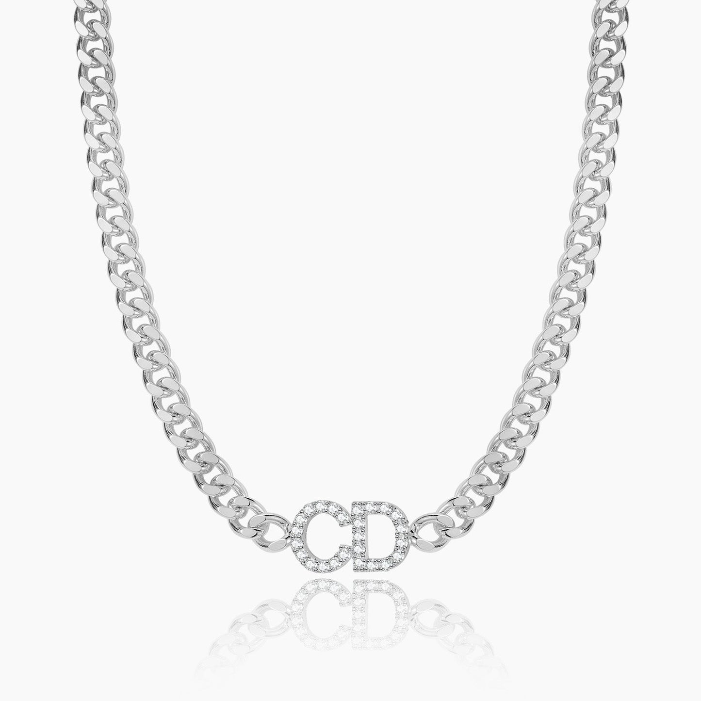 Iced Initials Necklace w/ Cuban Chain