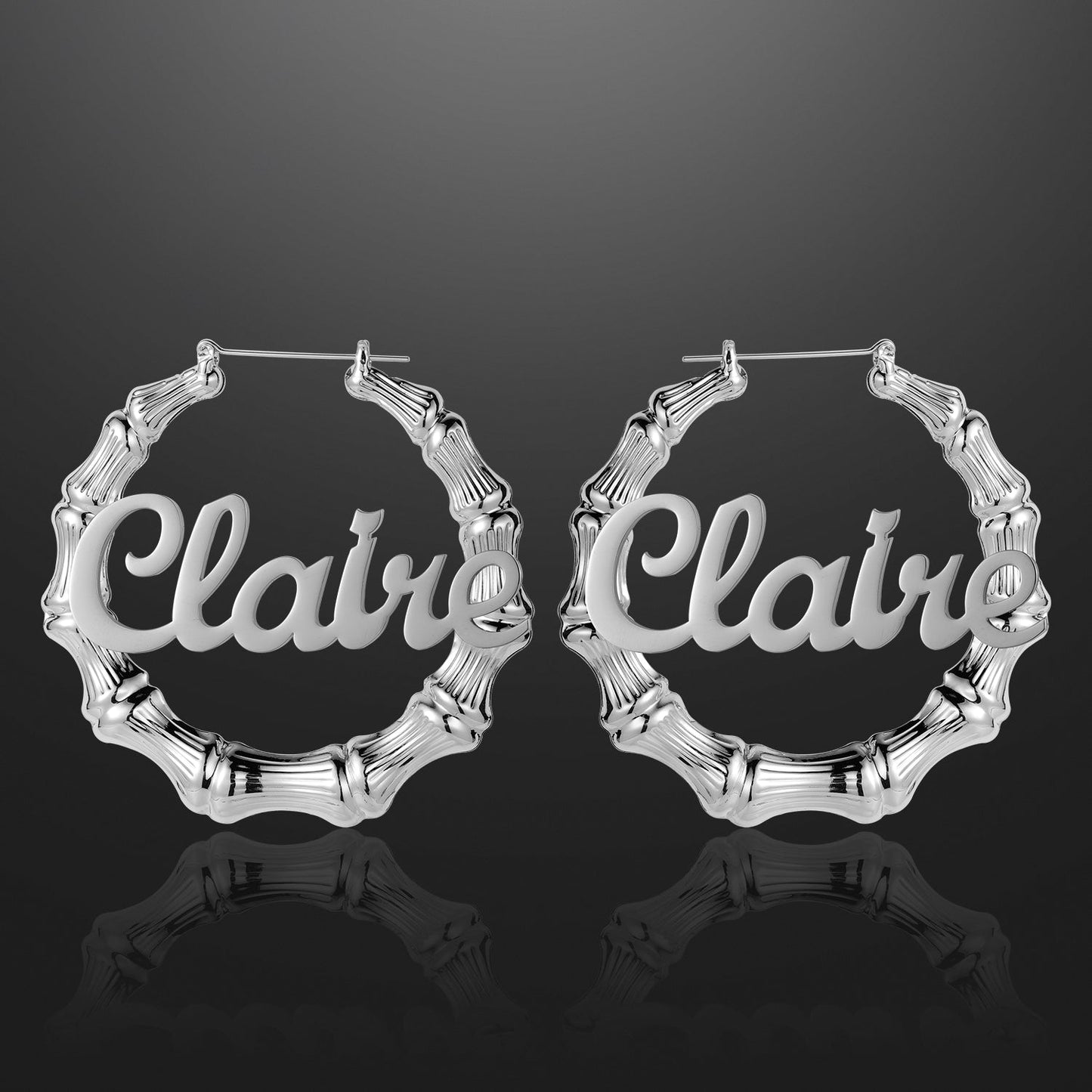 Bamboo Name Hoop Earrings