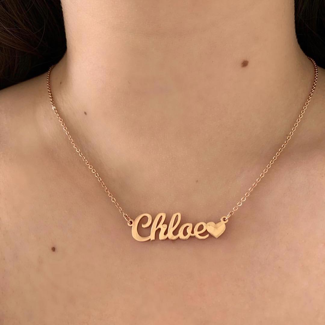 Kids Name Heart Necklace
