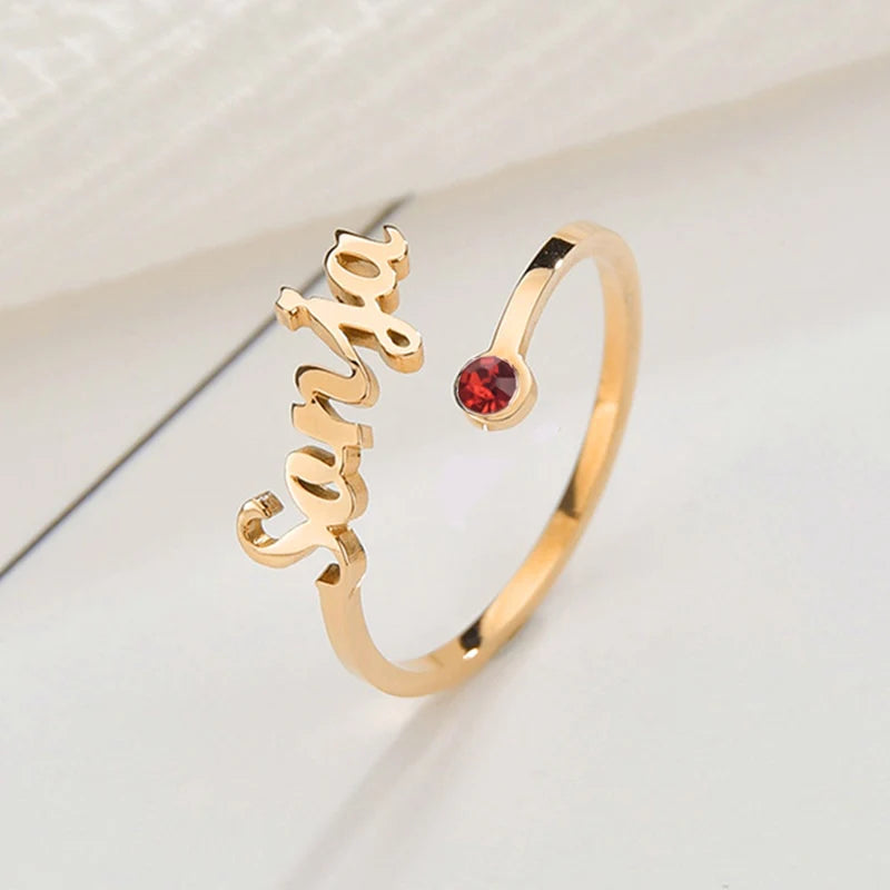 BIRTHSTONE NAME RING