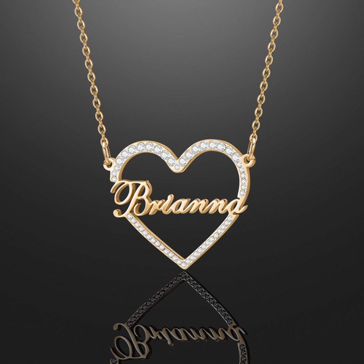 Iced Heart Shape Name Necklace