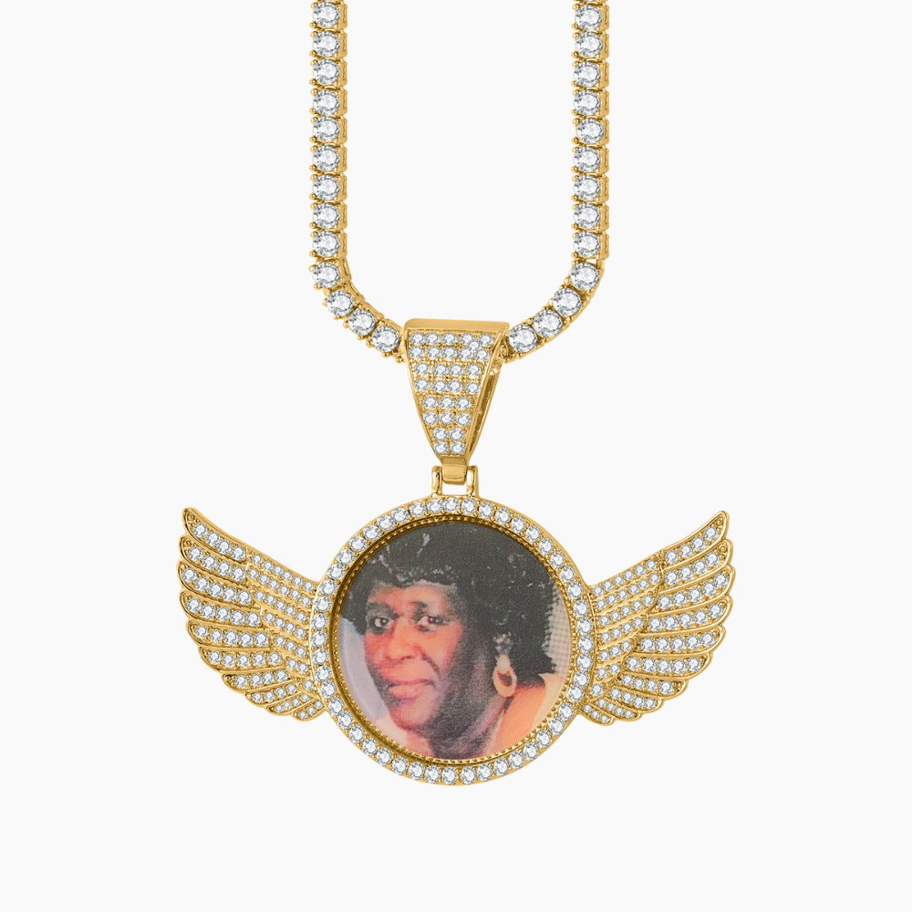 Iced Angel Photo Pendant Chain