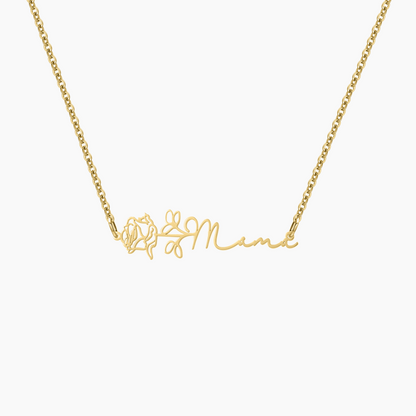 Birth Flower Horizontal Name Necklace