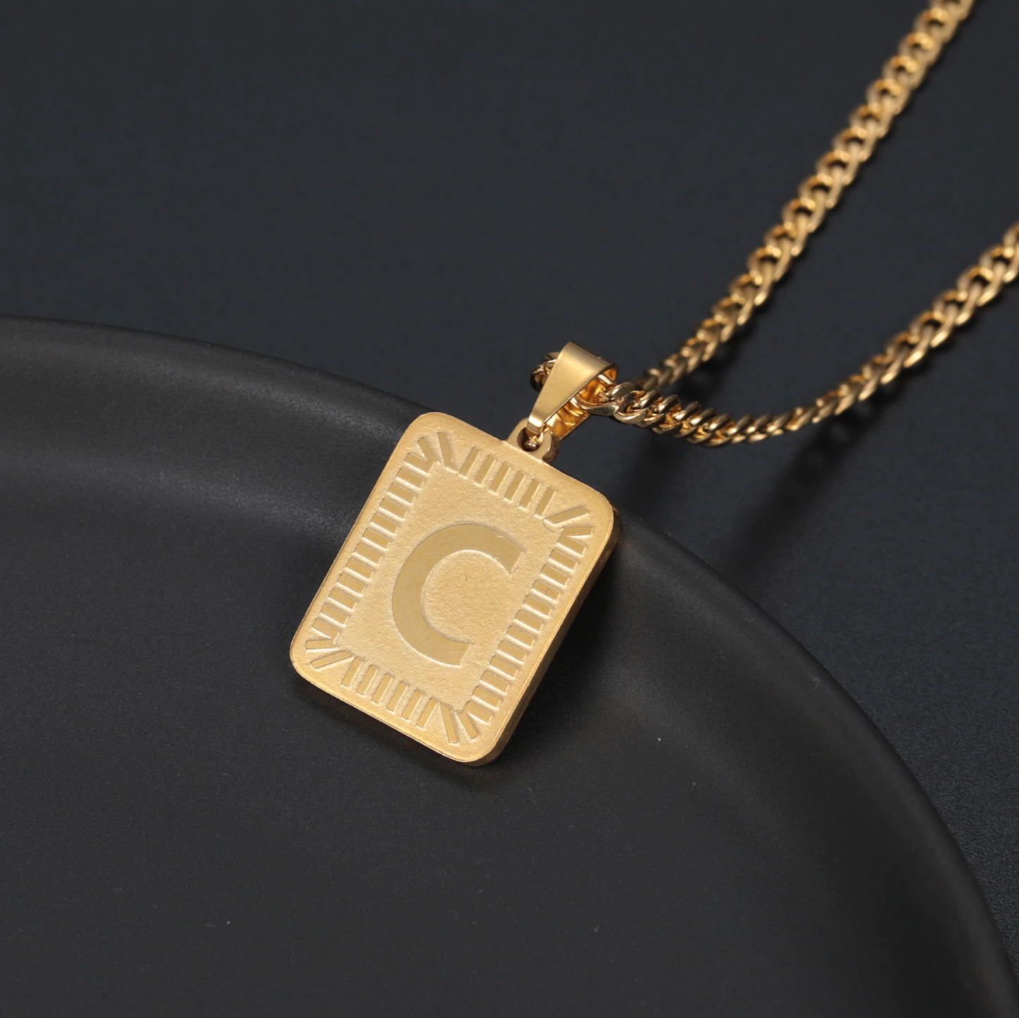 Embossed Initial Necklace