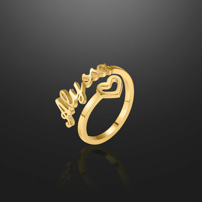 Hollow Heart Name Ring