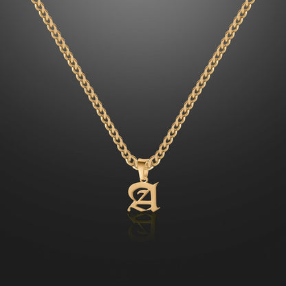 Kids Gothic Letter Necklace w/ Cuban Chain