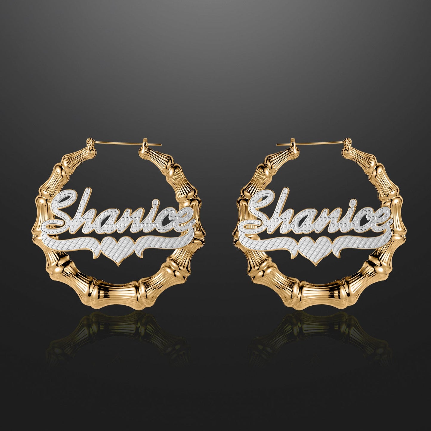 Double Plated Bamboo Name Hoop Earrings