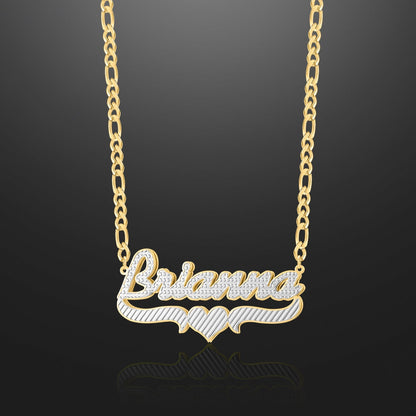 Kids Double Plated Heart Script Name Necklace