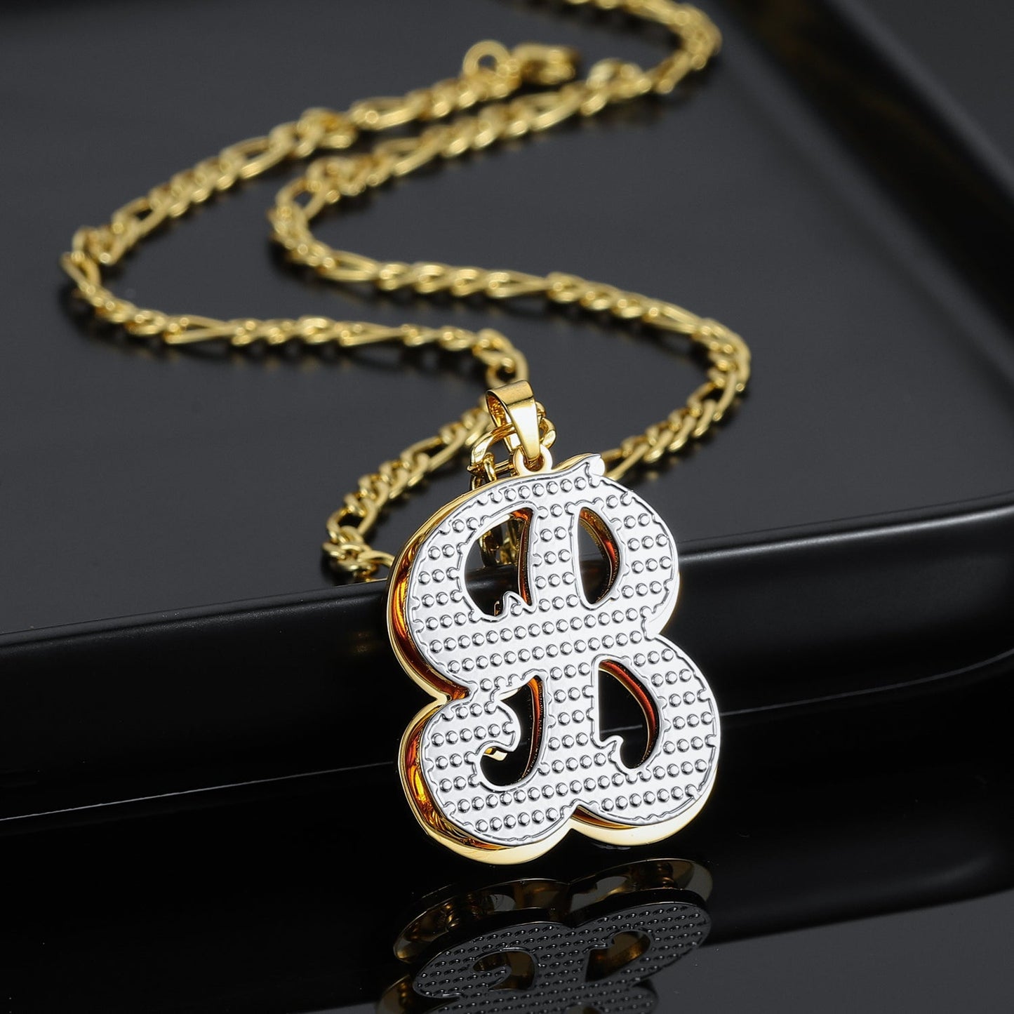 Double Plated Initial Necklace w/ Figaro Chain