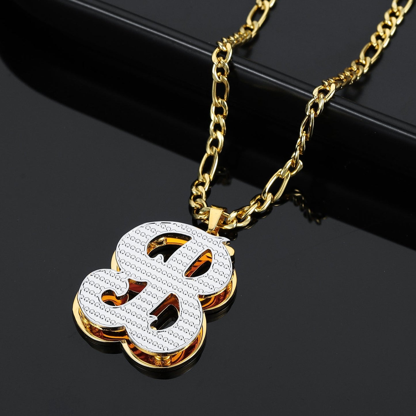 Double Plated Initial Necklace w/ Figaro Chain