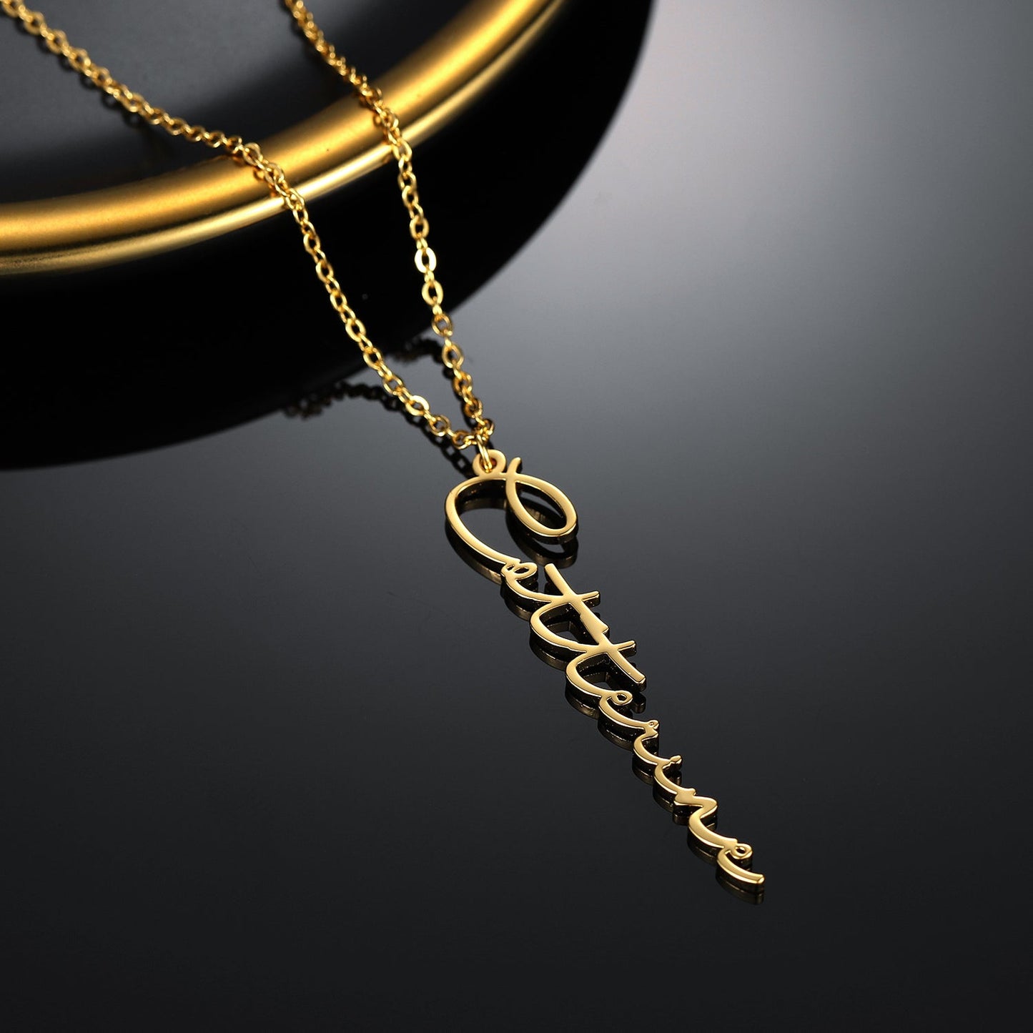 Vertical Script Name Necklace