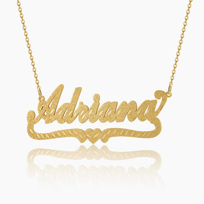 Kids Diamond Cut Heart Name Necklace