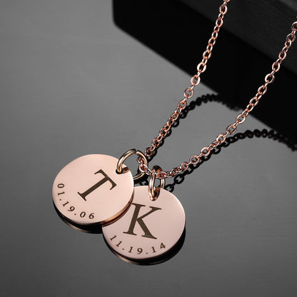 Initial Date Charm Necklace