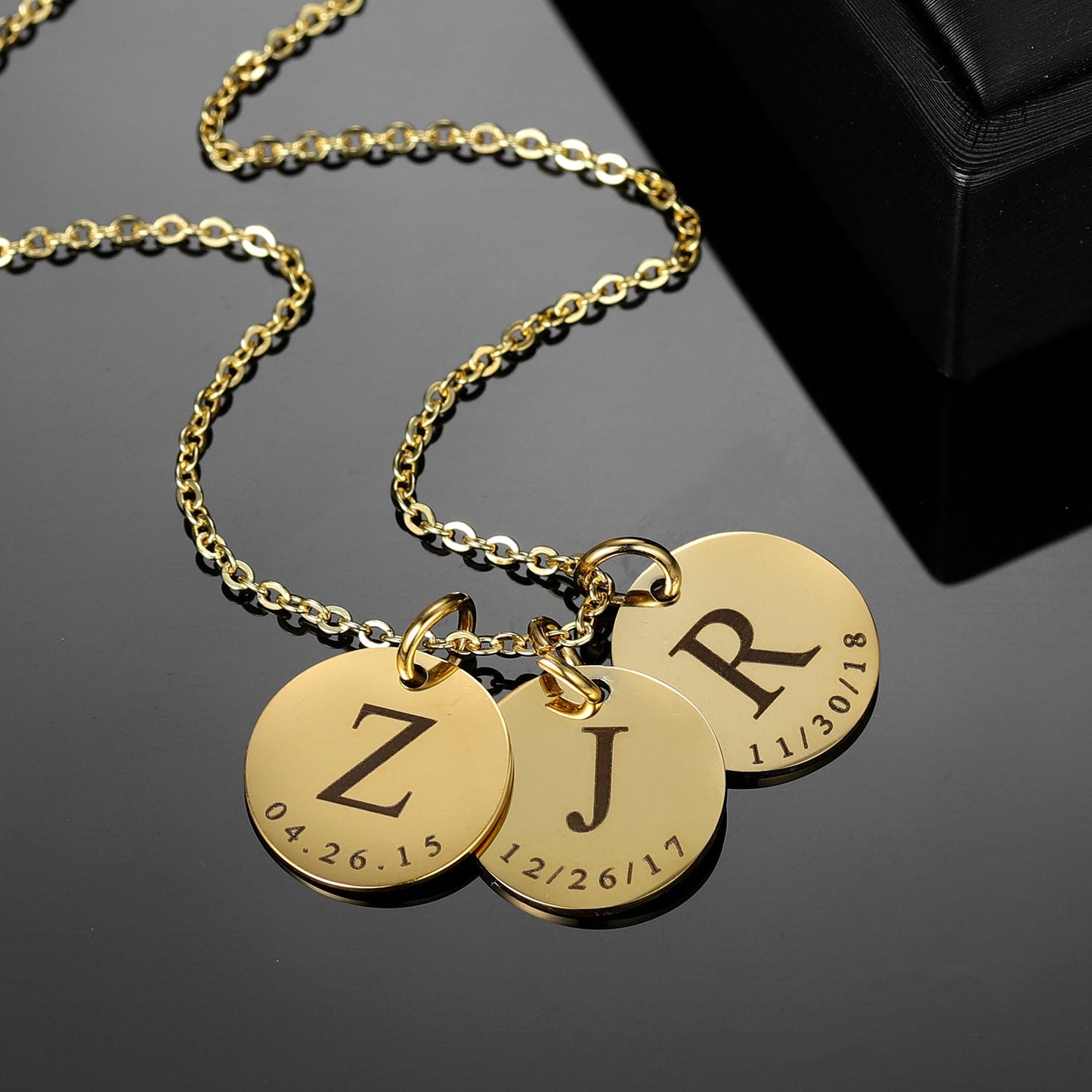 Initial Date Charm Necklace