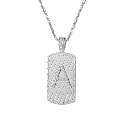 Iced Initial Dog Tag Pendant Necklace