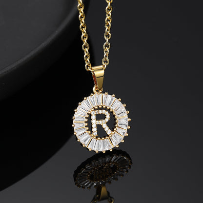 Iced Baguette Initial Necklace