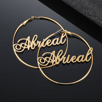 Script Name Hoop Earrings