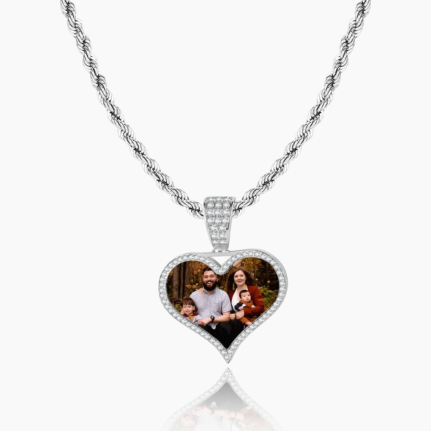 Iced Photo Pendant w/ Rope Chain