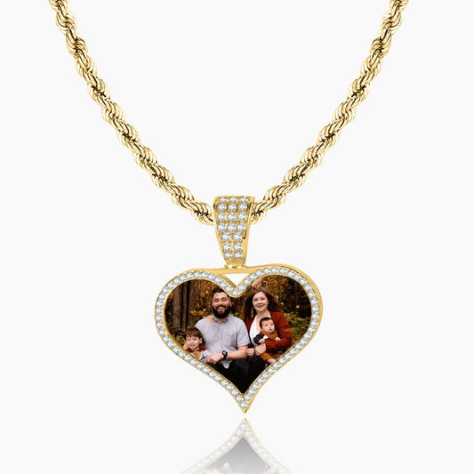 Iced Photo Pendant w/ Rope Chain