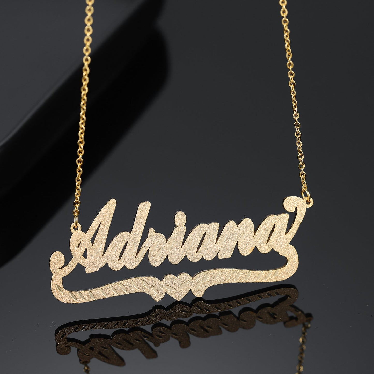 Diamond Cut Heart Name Necklace