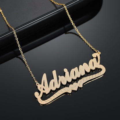 Diamond Cut Heart Name Necklace