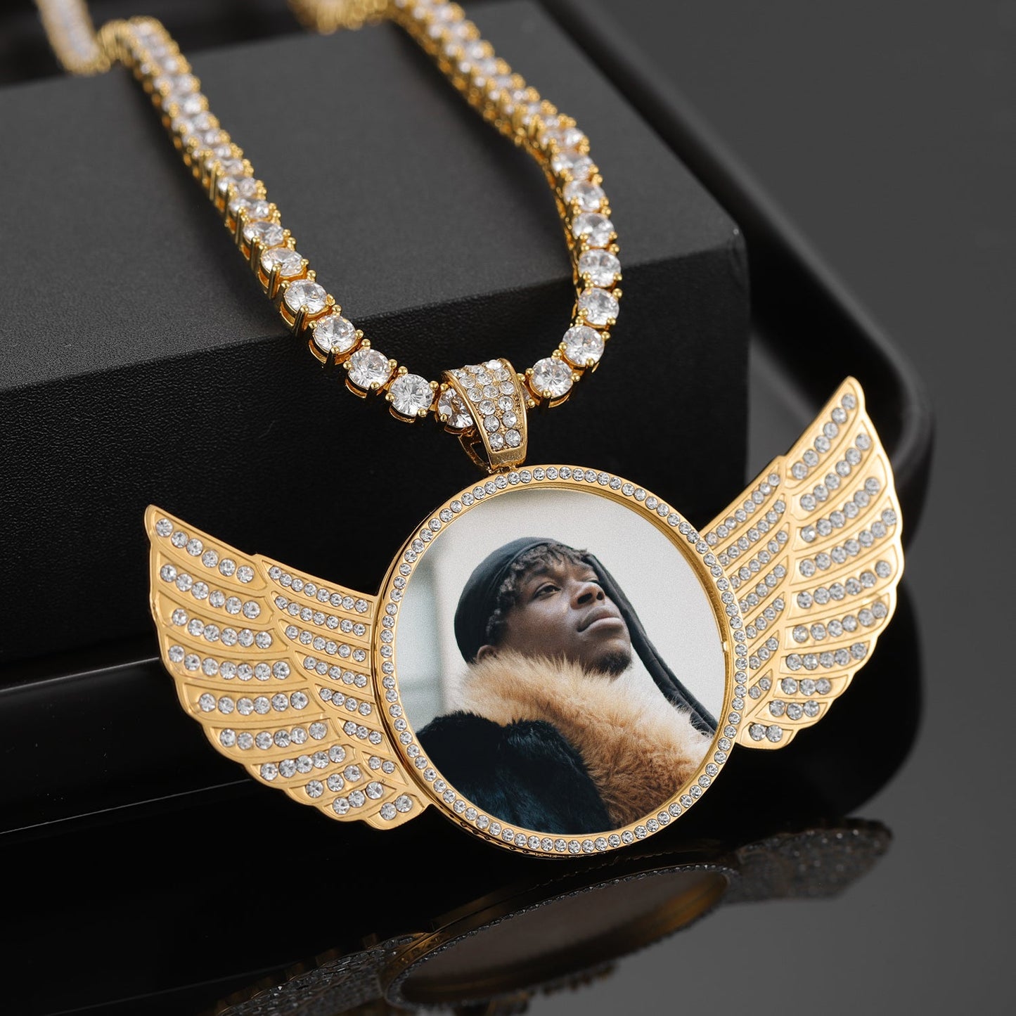 Iced Angel Photo Pendant Chain