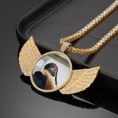 Iced Angel Photo Pendant Chain