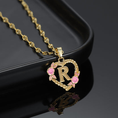 Flower Initial Necklace w/ Clip Chain