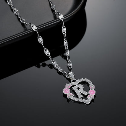 Flower Initial Necklace w/ Clip Chain