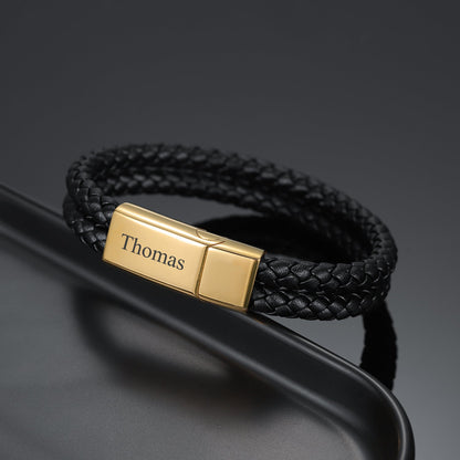 Engraved Leather Bracelet