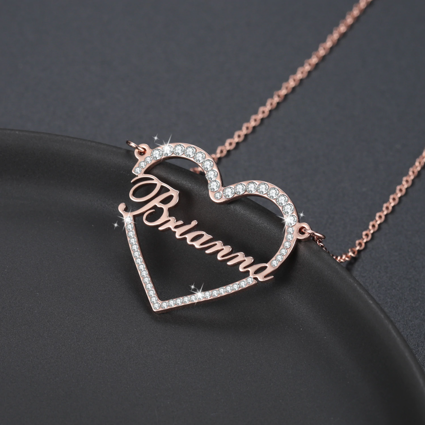 Iced Heart Shape Name Necklace