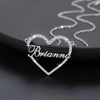 Iced Heart Shape Name Necklace