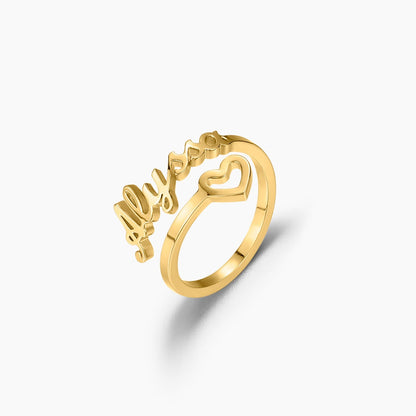 Hollow Heart Name Ring