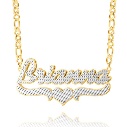 Kids Double Plated Heart Script Name Necklace