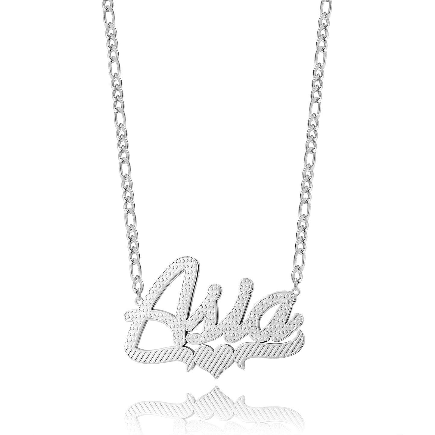 Double Plated Heart Script Name Necklace