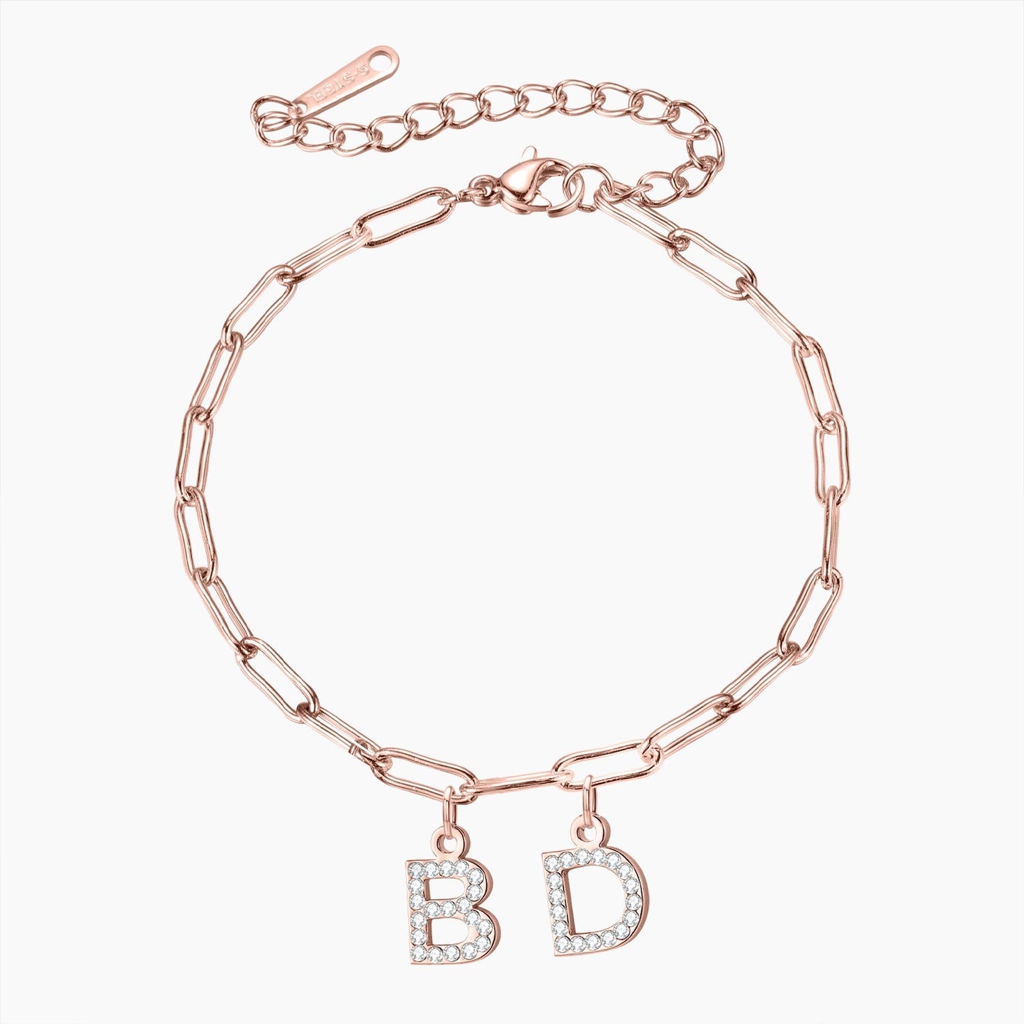 Iced Letters Bracelet w/ Paperclip Chain