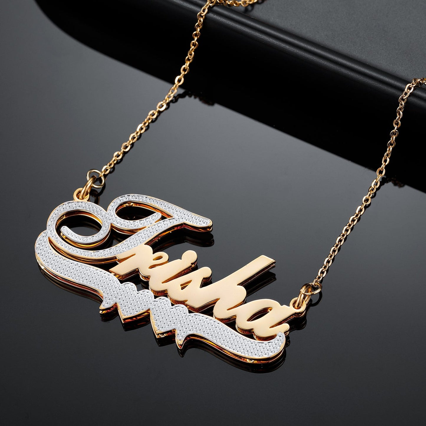 Double Plated Double Heart Name Necklace