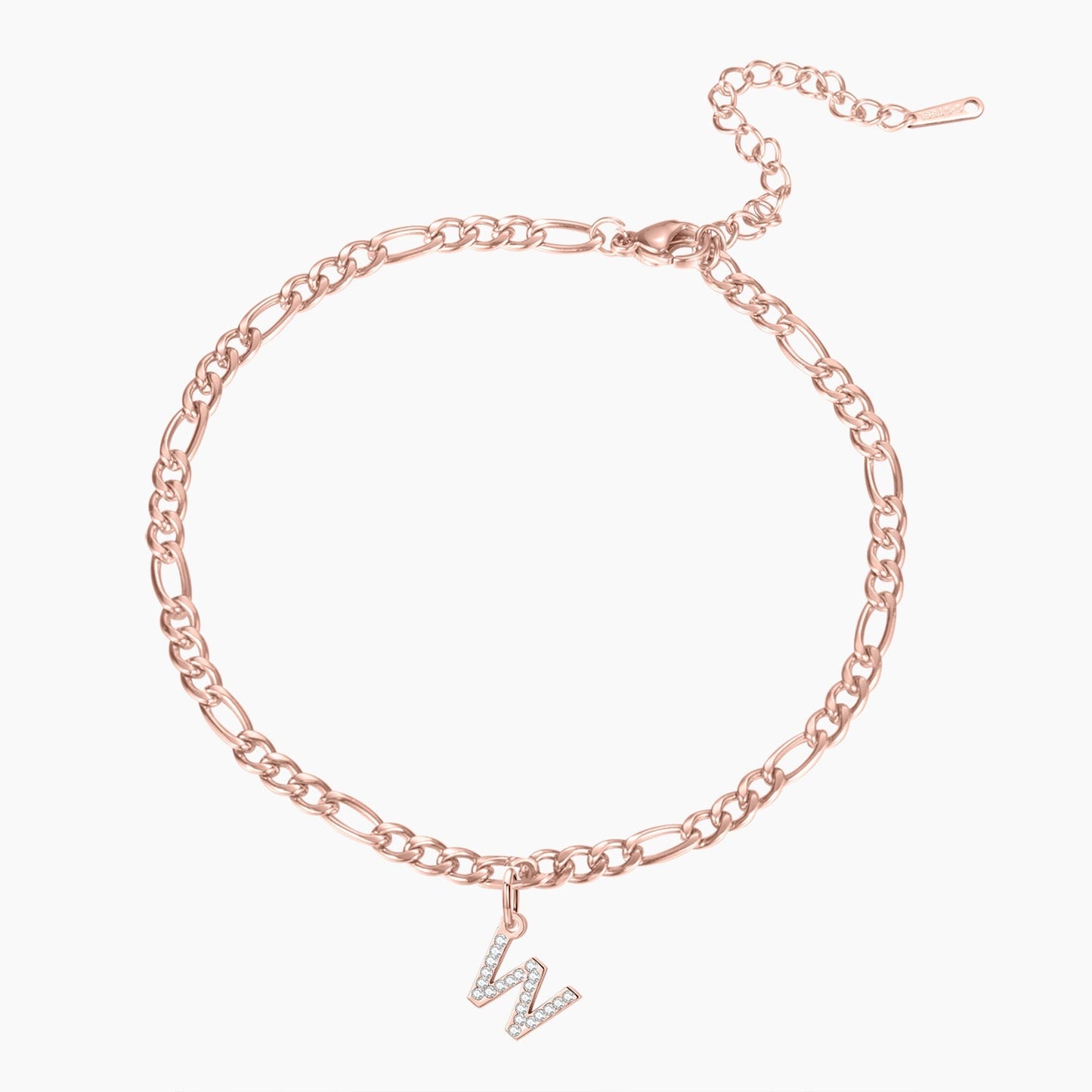 Iced Letter Bracelet w/ Figaro Chain