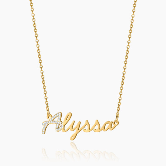 Iced Letter Script Name Necklace