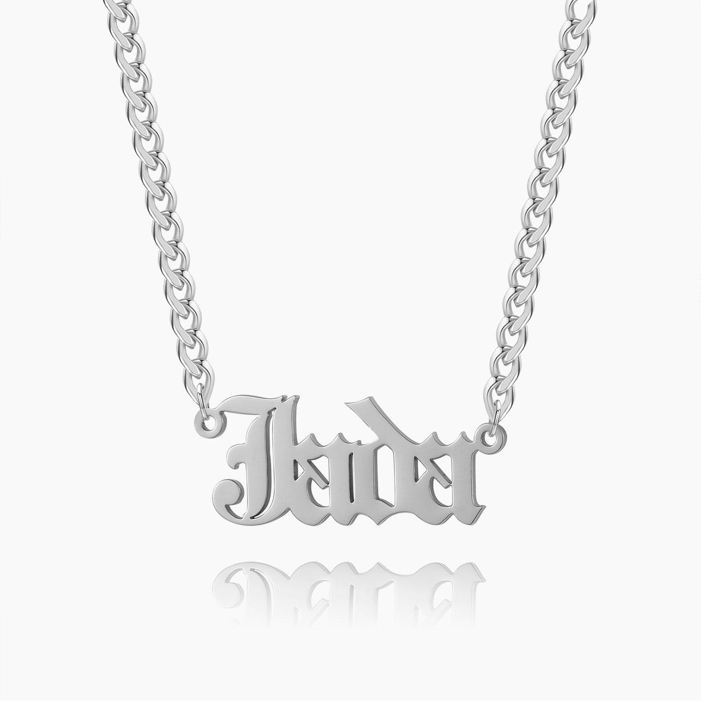 Gothic Name Necklace w/ Cuban Chain