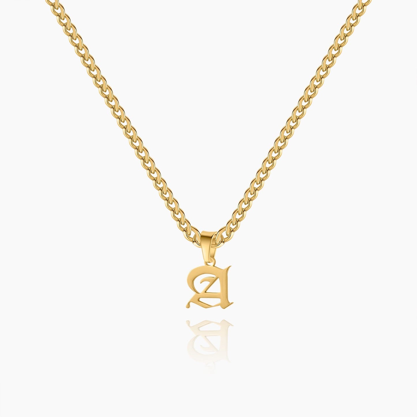 Kids Gothic Letter Necklace w/ Cuban Chain