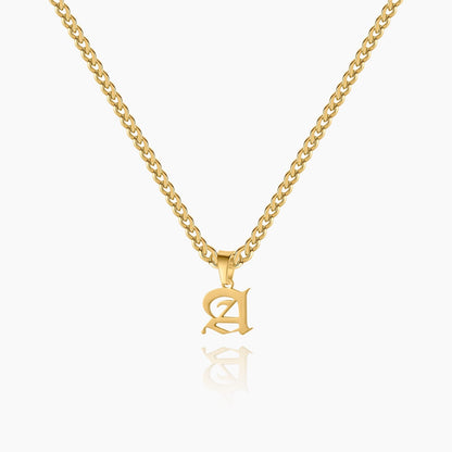 Kids Gothic Letter Necklace w/ Cuban Chain