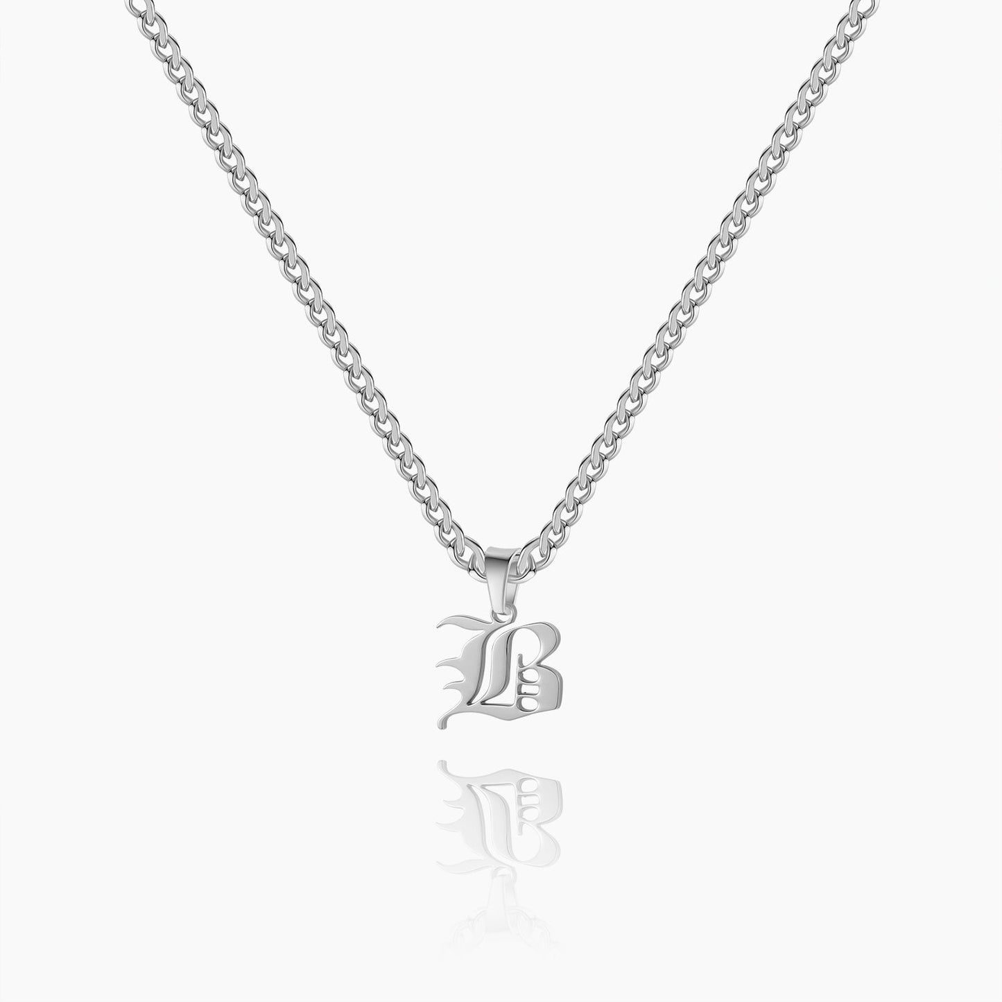 Gothic Letter Necklace w/ Cuban Chain