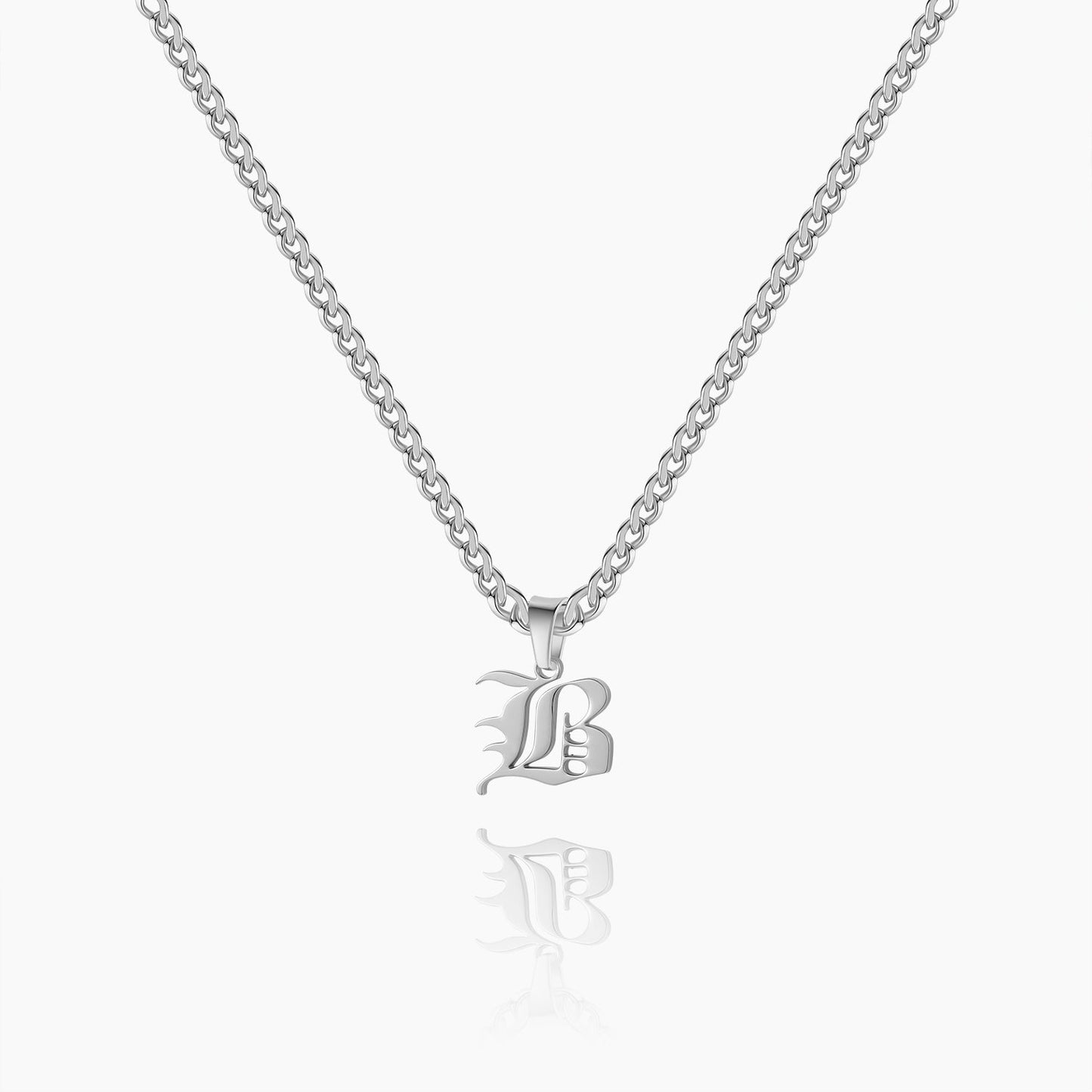 Kids Gothic Letter Necklace w/ Cuban Chain