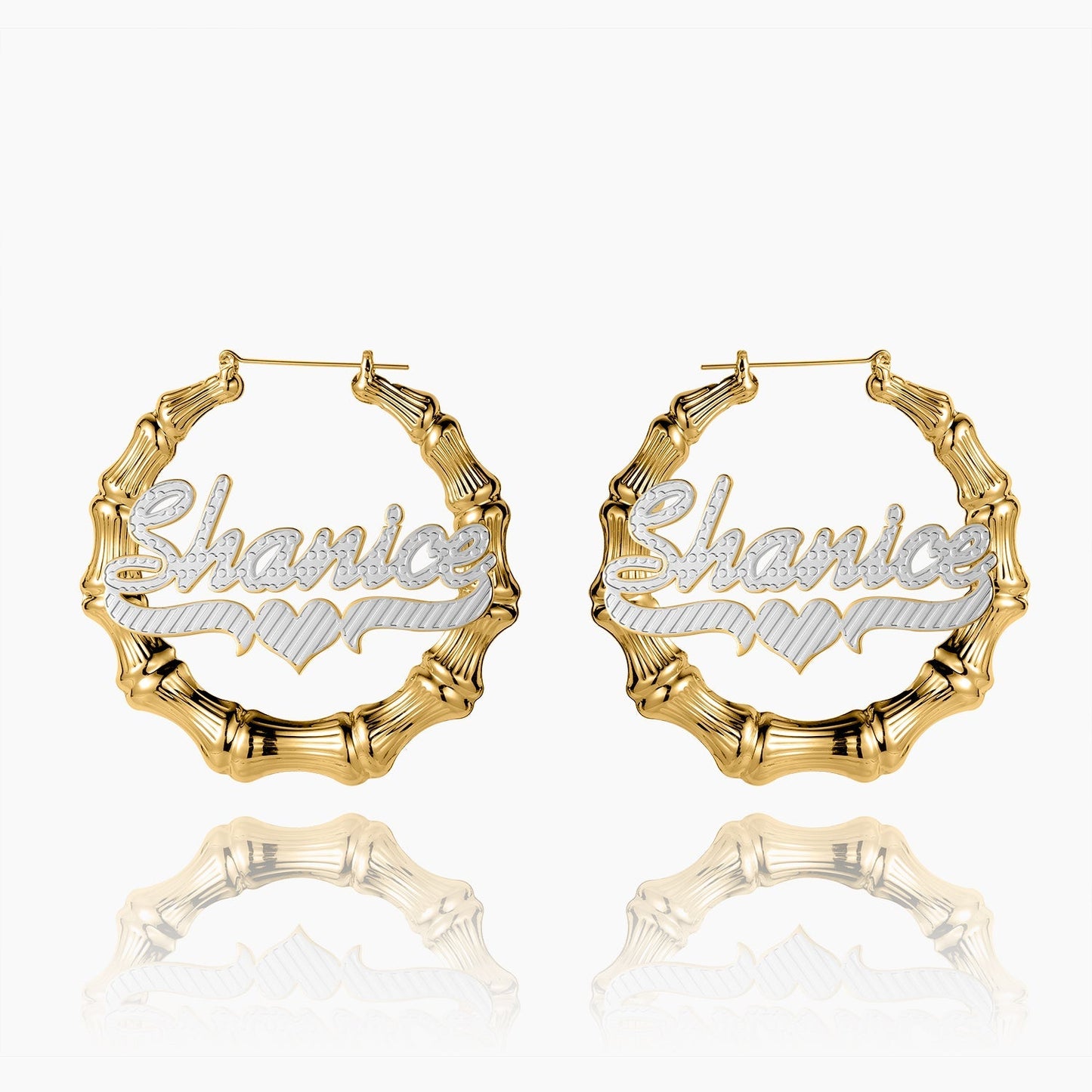 Double Plated Bamboo Name Hoop Earrings