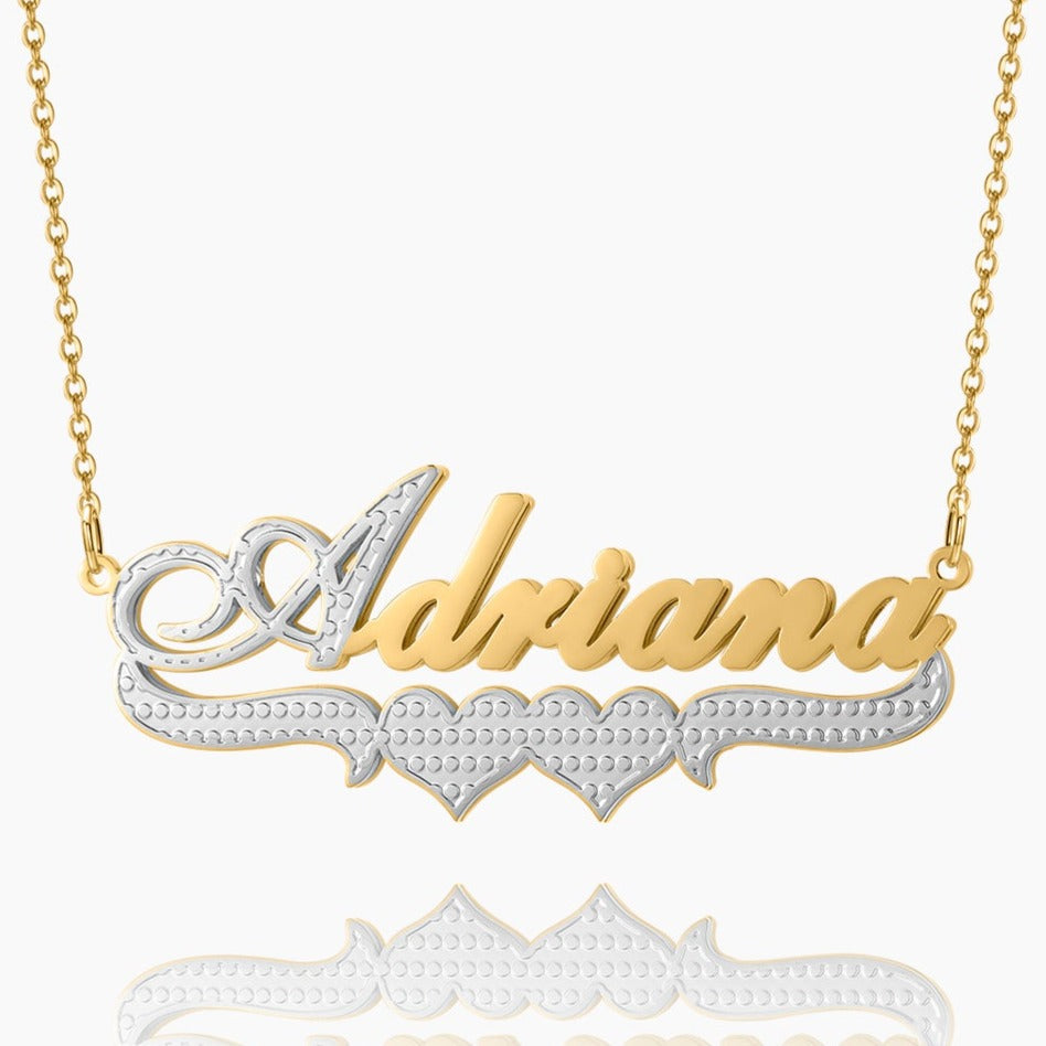 Double Plated Double Heart Name Necklace