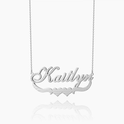 Double Plated Double Heart Name Necklace