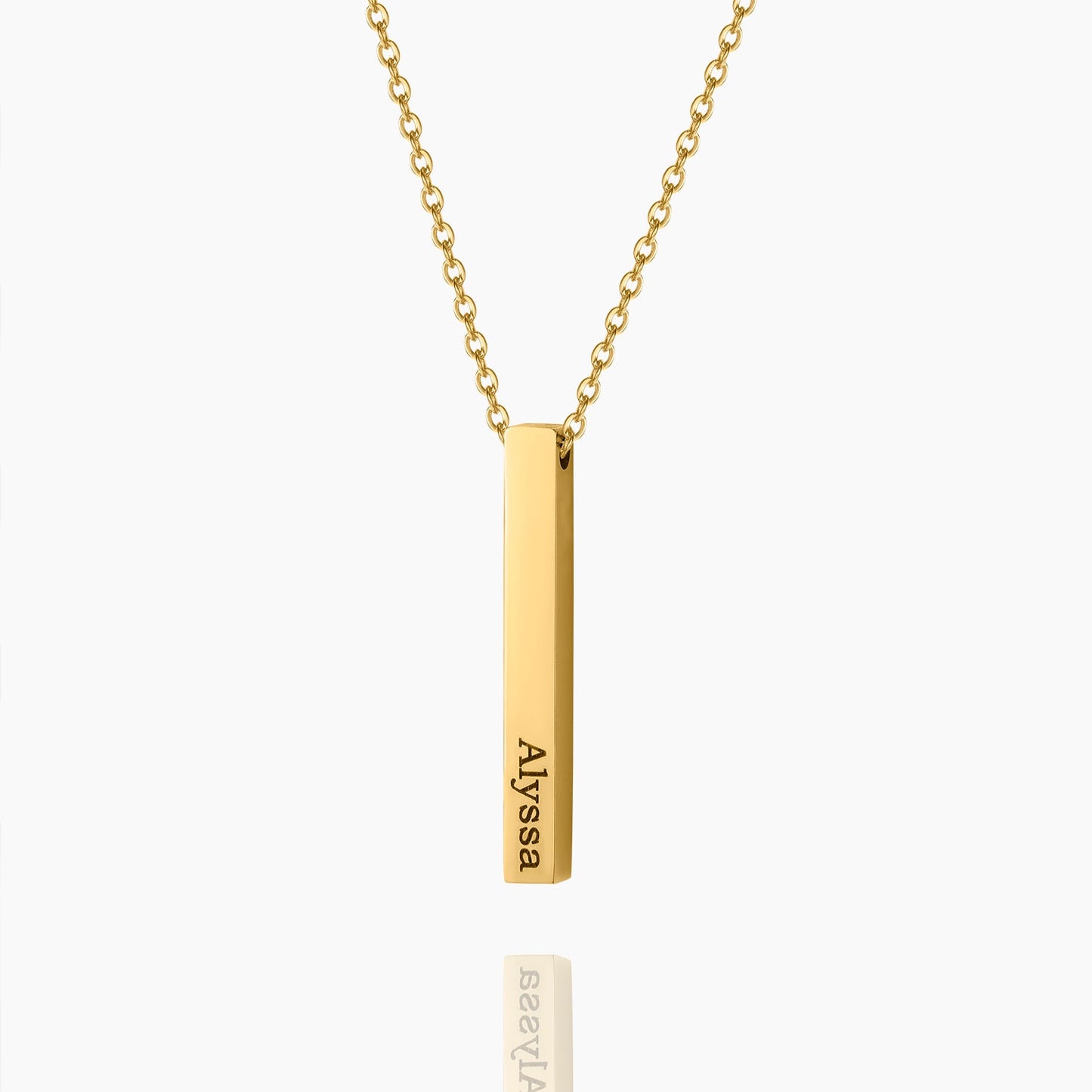 Engraved 3D Bar Necklace